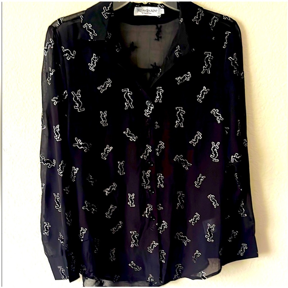 YSL vintage Rive Gauche Yves Saint Laurent 100% silk, elegant size M beautiful